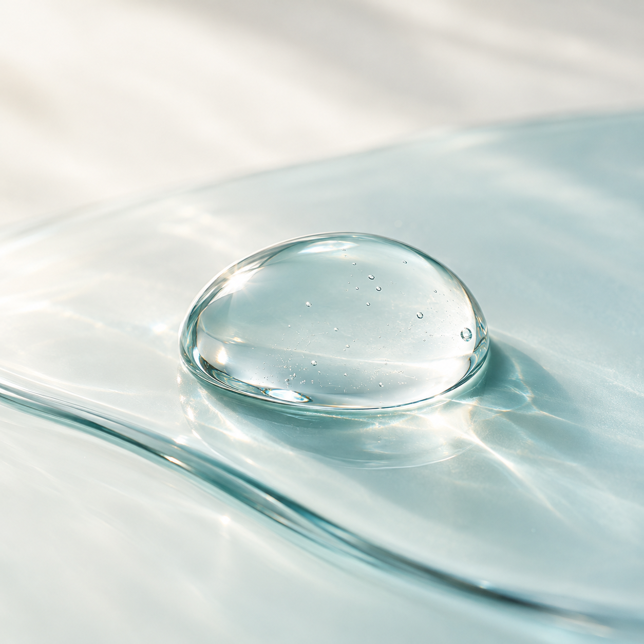 Editorial clear droplet on aqua glass