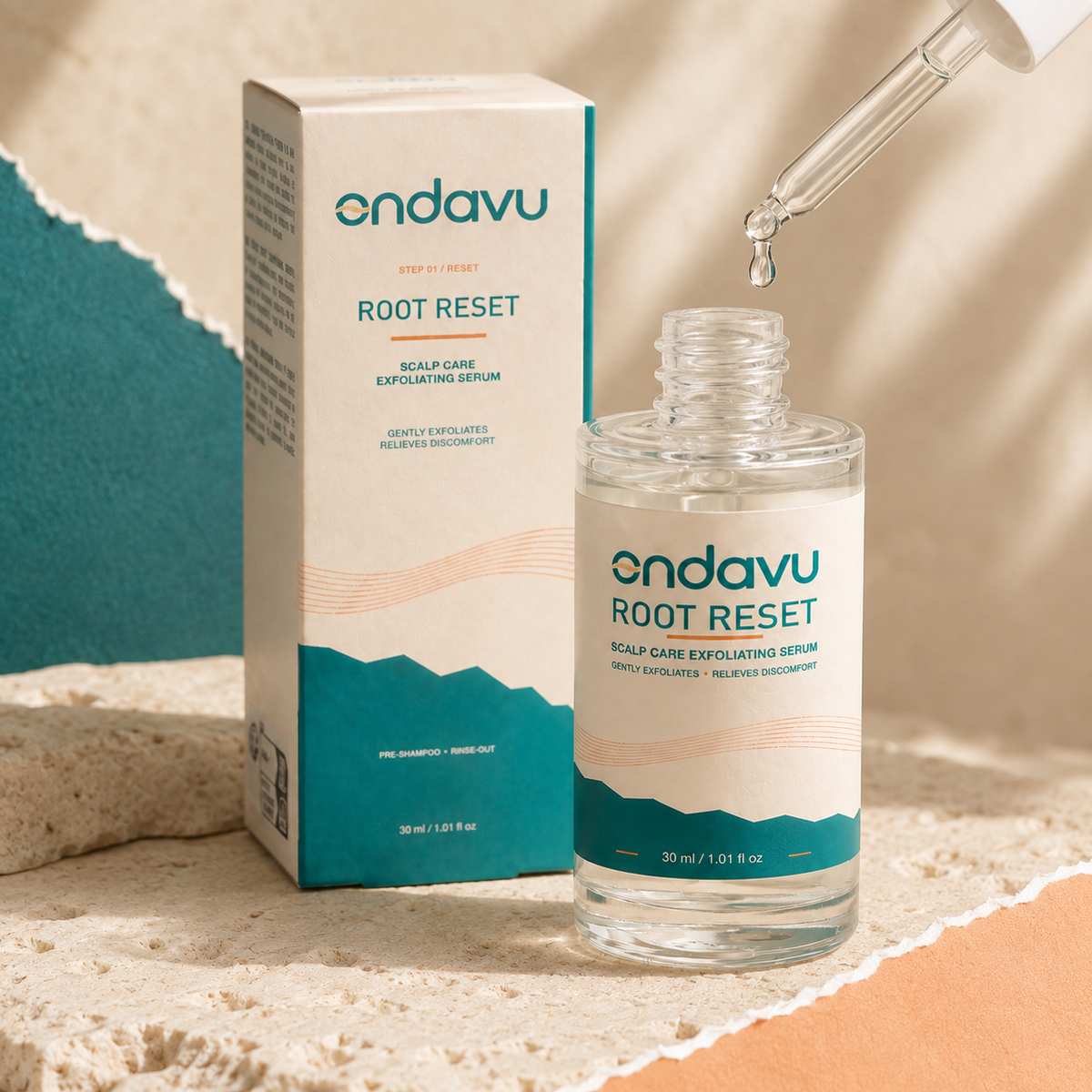 ONDAVU Root Reset serum dropper macro