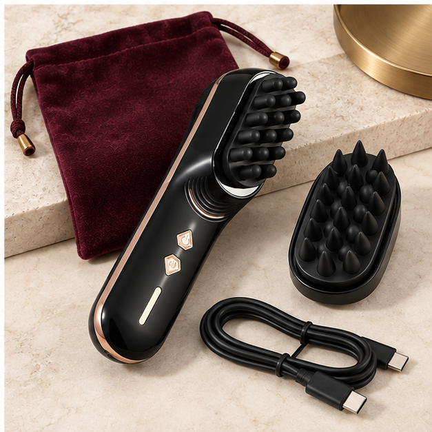 Black ONDAVU Root Pulse complete kit with two black full-size heads, cable, pouch and box