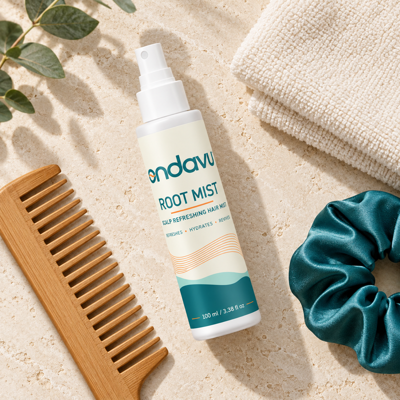ONDAVU Root Mist with hydrolyzed keratin, lactic acid and red-algae ingredient cues
