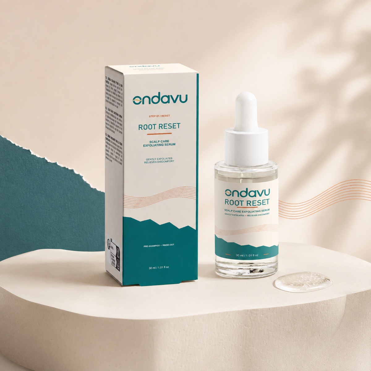 ONDAVU Root Reset bottle and box studio photograph
